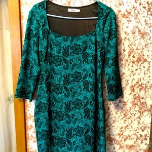 Dress, 3/4 Sleeve, Turquoise & Black in Color, 16 🖤🥀